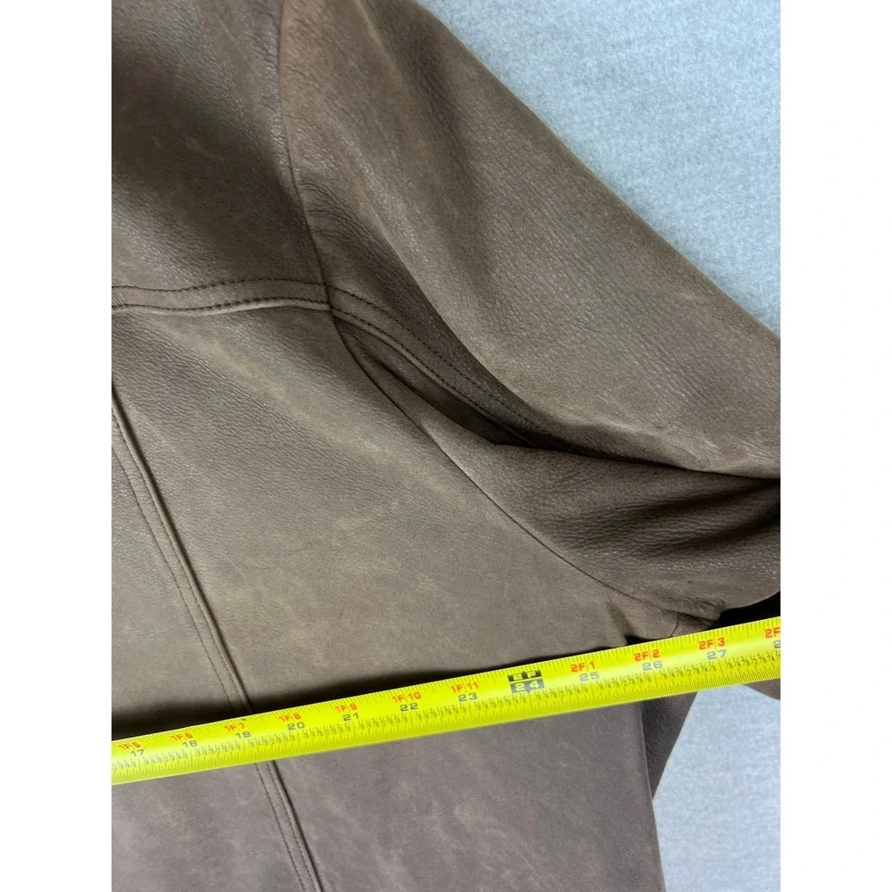 Cole Haan Country‎ Mens XL Brown Leather Jacket Full Zip Cow Skin Bomber Coat